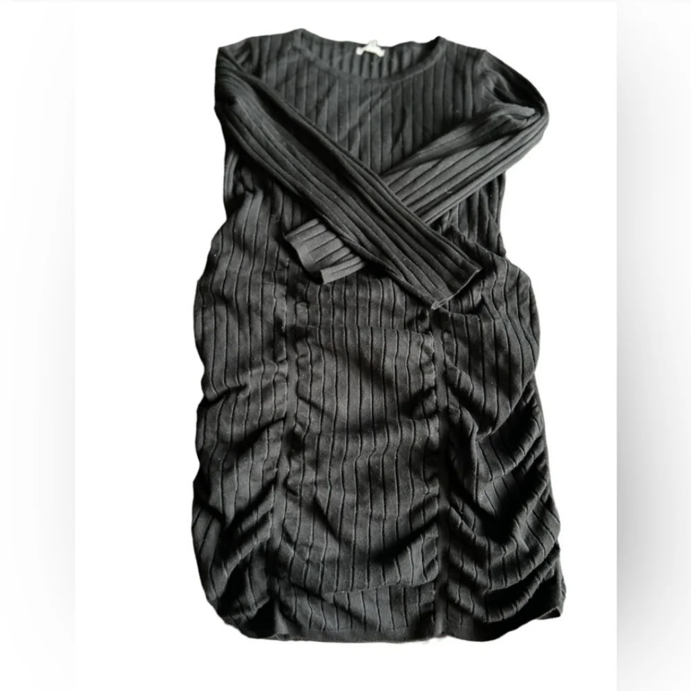 Maurices | Black Long Sleeve Cinched Mini Sweater Dress - Picture 2 of 5